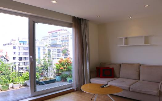 One-bedroom serviced apartment Tay Ho with graceful, open-view balcony