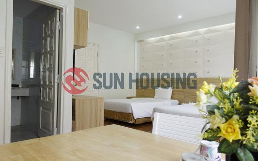 Serviced studio Ba Dinh Hanoi, two beds near Lotte Center.