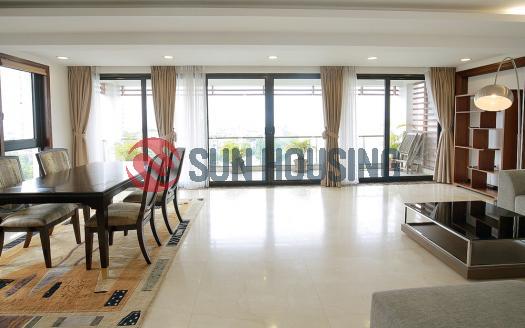 Serviced apartment for lease in Tay Ho with 3 bedrooms, lake view balcony