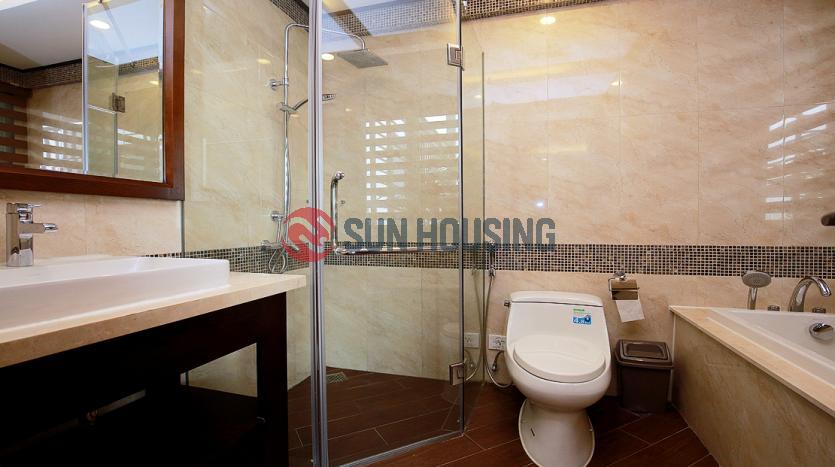 Serviced apartment for lease in Tay Ho with 3 bedrooms, lake view balcony