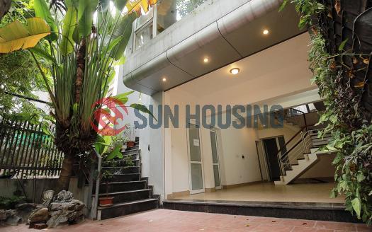 Brand new, partly furnished house for rent in Tay Ho with 4 bedrooms, yard, terrace