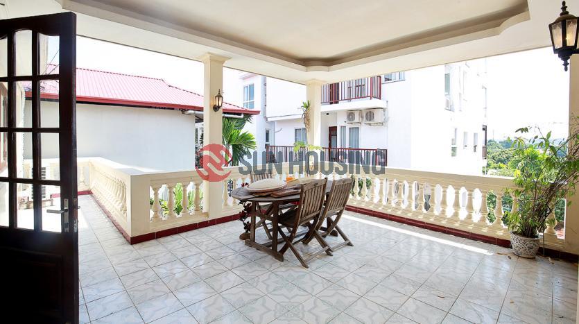 Partly furnished house for rent in Xom Chua, Tay Ho with 4 bedrooms, lake view patio