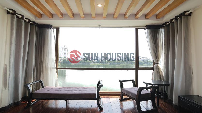 Lake view two-bedroom serviced apartment Westlake Hanoi, Quang An street.