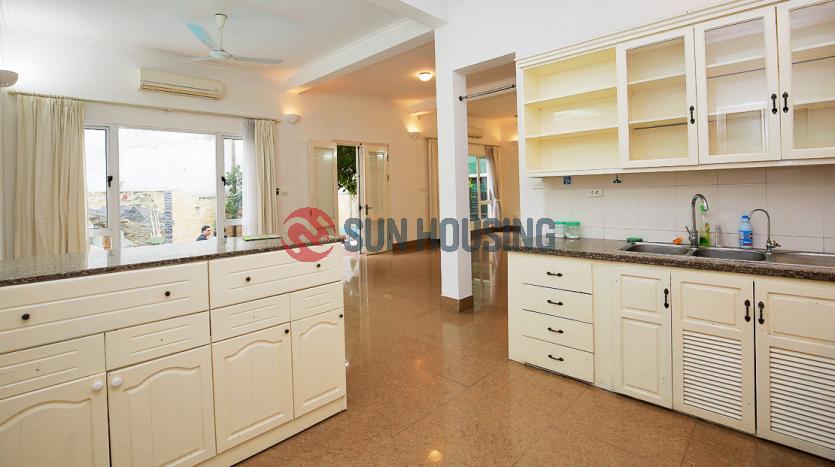 Partly furnished house for lease in Tay Ho with 4 bedrooms, yard, balcony, private pool