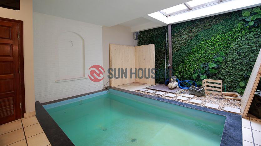 Furnished house for rent near Tay Ho with 4 bedrooms, pool, terrace