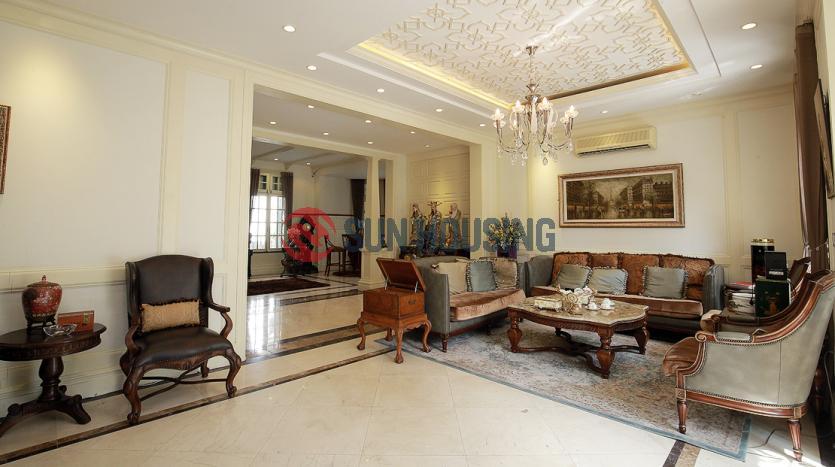 Grandeur villa for rent Tay Ho, Hanoi with 5 bedrooms, pool, large courtyard