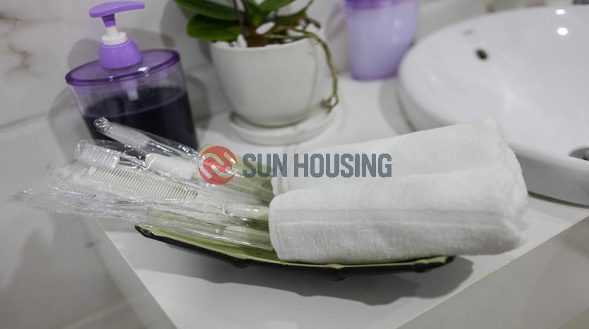 This apartment for rent in Ba Dinh Hanoi has the living area of 65 sqm, the rentaol price of $750 with one bedroom, one bathroom, balcony and all brand new furniture.