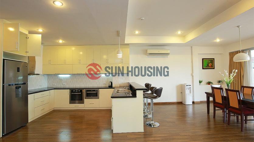 Renovated serviced 3-br apartment Xuan Dieu str, Westlake Hanoi