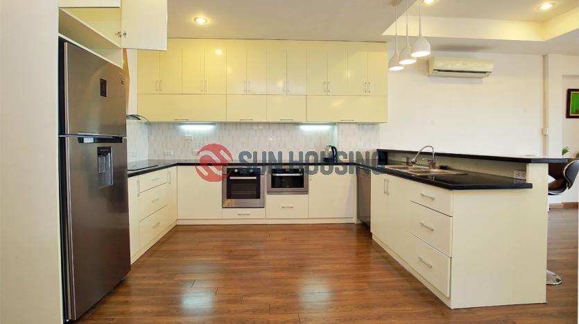 Renovated serviced 3-br apartment Xuan Dieu str, Westlake Hanoi