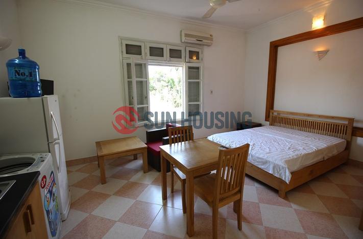 Bright serviced studio Westlake Hanoi is looking for new tenants with a total size of 30 sqm. This living place contains 1 bedroom, 1 bathroom, and 1 kitchen. This studio has full furniture with the rental price is affordable of 300 USD included many services.