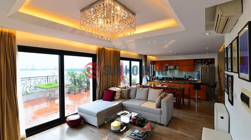 Lake view from beautiful two bedroom apartment in Westlake Dis, Hanoi