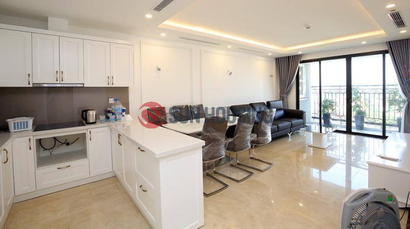 Newly apartment three bedrooms in Xuan Dieu Street, white furniture