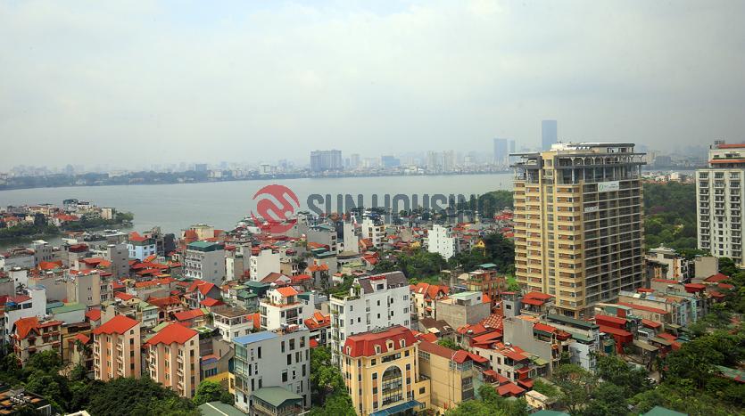 Lake & city view from apartment three bedrooms in Xuan Dieu, Westlake