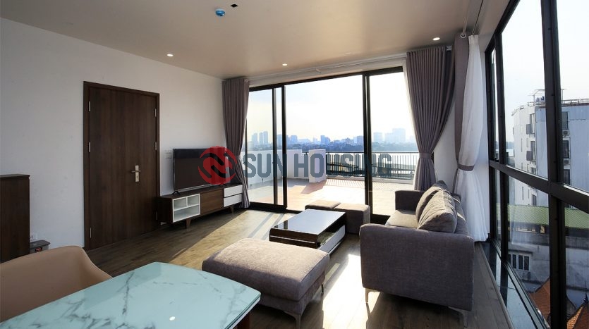 Serviced apartment lake view 2 bedrooms in Dang Thai Mai for rent