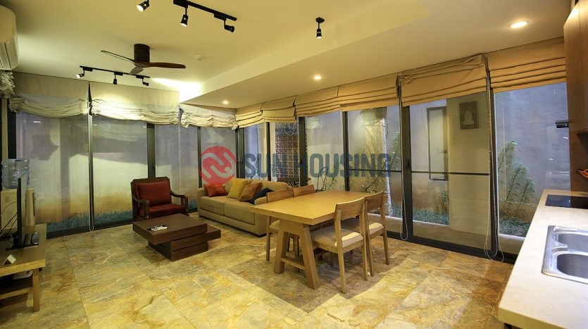 A various wood tones 2 bedrooms apartment for rent in Tay Ho (West lake)