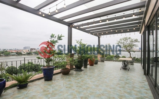 Quality lake view duplex 3 bedroom apartment in Tay Ho for rent, extra-large balcony