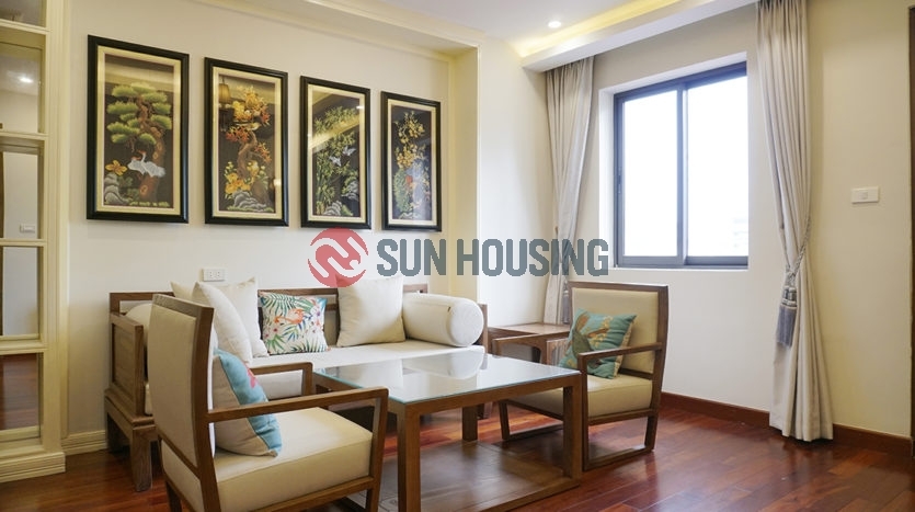 Big balcony, stylish 2 bedrooms apartment for rent in Tran Quoc Toan street, Hoan Kiem, 75 sqm.