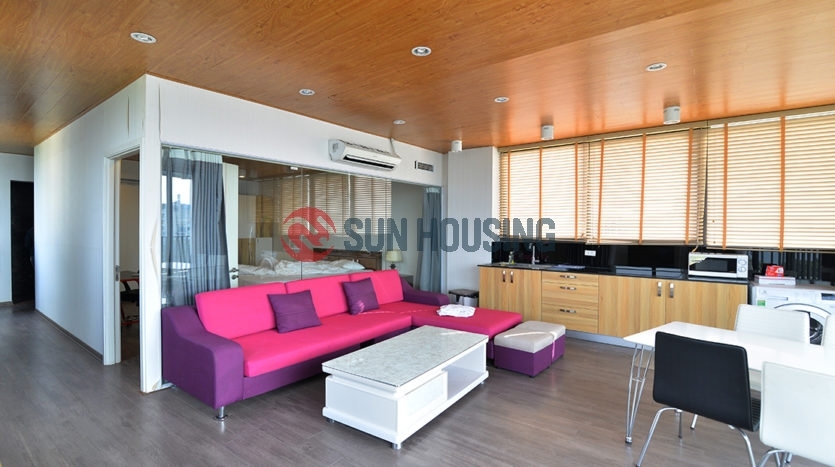 Lake view, balcony apartment 1 bedroom 65 sqm in Truc bach, Ba Dinh for rent.